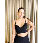 CONJUNTO MAXI PANTALONA ZIPER + CROPPED RECORTE PRETO