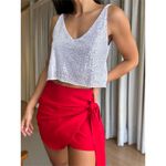 MAXI CROPPED PAETÊ ALÇA FINA BRANCO/PRATA