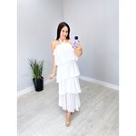 VESTIDO LONGO CREPE BABADOS BRANCO