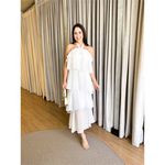 VESTIDO LONGO CREPE BABADOS BRANCO