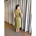 VESTIDO MIDI LINHO FENDAS VERDE OLIVA