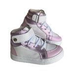 Coturno Infantil Feminino Sneaker Couro Rosa Perolado