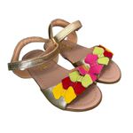 Sandália Infantil Lepeti Feminina Couro Dourado Lacinhos Coloridos