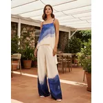 BLUSA ASSIMÉTRICA ESTAMPADA COM AVIAMENTO DOURADO