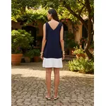VESTIDO CURTO AZUL MARINHO COM BRANCO