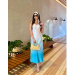 VESTIDO SLEEP ACETINADO AZUL E OFF 