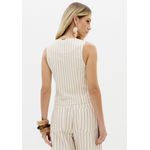 COLETE ALFAIATARIA LISTRADO BEGE 