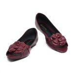 Sapatilha Charlot PeepToe Flor Marsala
