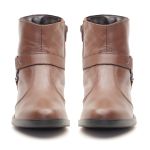 Bota Rafaela Cano Baixo Detalhe Metal Couro Chocolate 