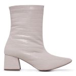 Bota Feminina Bianca Bico Fino Croco Off White