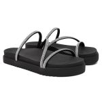 Papete Flatform Básica Strass Feminina Brilho 