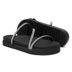 Papete Flatform Básica Strass Feminina Brilho 