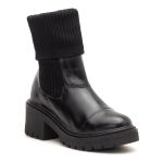 Bota Coturno Feminino Cano Alto Meia Salto Médio Preto