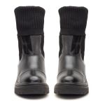 Bota Coturno Feminino Cano Alto Meia Salto Médio Preto