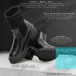 Bota Coturno Feminino Cano Alto Meia Salto Médio Preto
