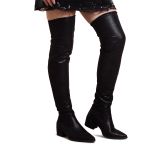 Bota Julia Cano Alto Over The Knee Stretch Salto Baixo Preto