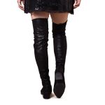 Bota Julia Cano Alto Over The Knee Stretch Salto Baixo Preto