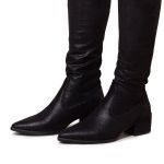 Bota Julia Cano Alto Over The Knee Stretch Salto Baixo Preto
