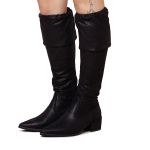Bota Julia Cano Alto Over The Knee Stretch Salto Baixo Preto