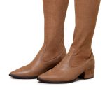 Bota Julia Cano Alto Over The Knee Stretch Salto Baixo Caramelo