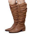 Bota Julia Cano Alto Over The Knee Stretch Salto Baixo Caramelo