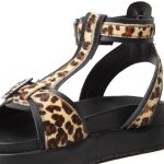 Sandália Helena Papete Flatform Animal Print Tornozeleira Onça