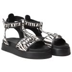 Sandália Helena Papete Flatform Animal Print Tornozeleira Zebra