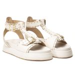 Sandália Isabela Papete Flatform Spikes Tornozeleira Off White