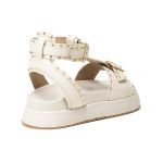 Sandália Isabela Papete Flatform Spikes Tornozeleira Off White