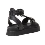 Sandália Isabela Papete Flatform Spikes Tornozeleira Preto