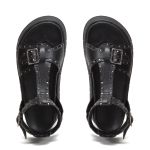 Sandália Isabela Papete Flatform Spikes Tornozeleira Preto