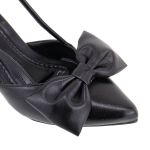 Scarpin Slingback Larissa Laço Bico Fino Preto 