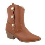 Bota Texana Cano Baixo Salto Grosso Com Enfeite Lateral Canela