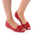 Sapatilha Charlot PeepToe Flor Vermelho