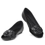 Sapatilha Charlot PeepToe Flor Preto