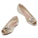 Sapatilha Charlot PeepToe Flor Ouro