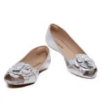Sapatilha Charlot PeepToe Flor Prata