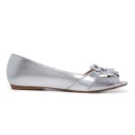 Sapatilha Charlot PeepToe Flor Prata