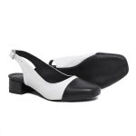 Scarpin Slingback Aurora Bicolor Bico Quadrado Off White