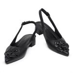 Scarpin Slingback Cecília Flor Bico Fino Preto