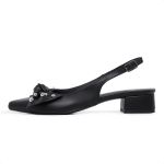 Scarpin Slingback Alexia Laço Esferas Bico Fino Preto 