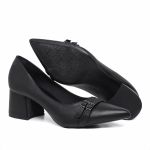 Scarpin Beatriz Bico Fino Detalhe Fivela Preto