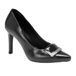 Scarpin Lia Bico Fino Salto Alto Detalhe Classico Preto 
