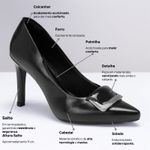Scarpin Lia Bico Fino Salto Alto Detalhe Classico Preto 