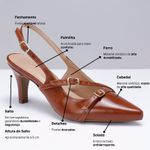Scarpin Slingback Lais Bico Fino Detalhe Fivela Whisky
