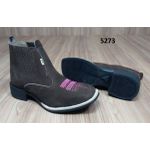 Botina Texana Feminina F1000 Em Couro Nobuck Café/Rosa 095 5273