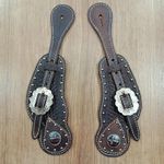Correia de Espora em Couro Bordado c/ Margarida de Cruz Sport Equine 5575