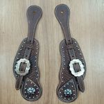 Correia de Espora em Couro Bordado c/ Margarida Sport Equine 6296