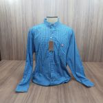  Camisa Life Western Xadrez Azul manga longa 8008