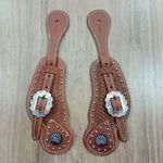 Correia de Espora em Couro Bordado c/ Margarida Sport Equine 8673